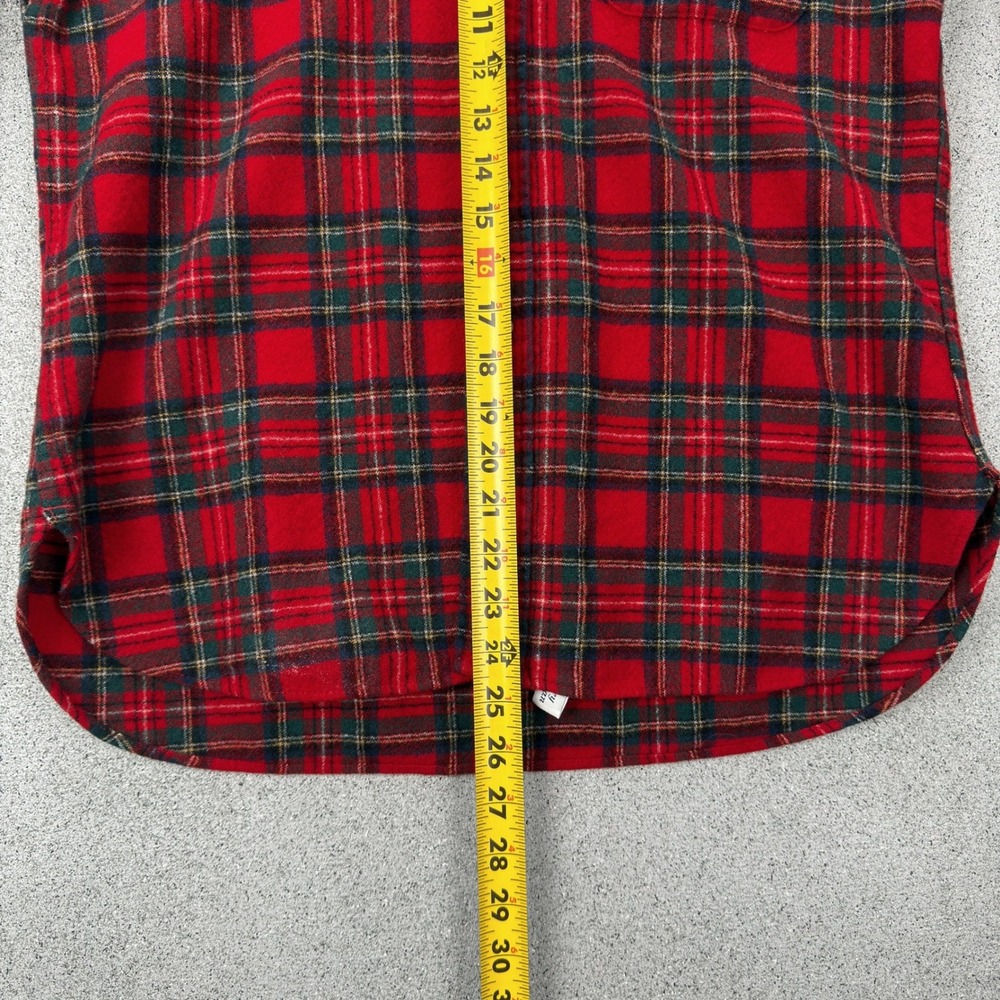 Pendleton Mens VTG Red Tartan Plaid Virgin Wool Flannel Button Down Shirt L USA - Picture 9 of 12
